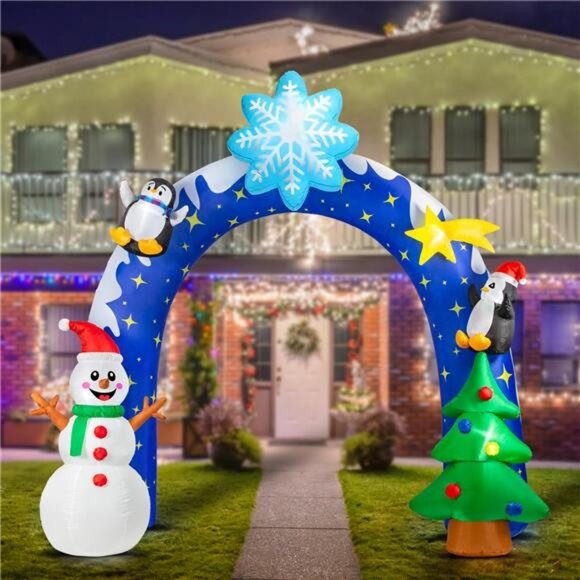 10FT Christmas Inflatable Decor Archway Blow Up with Built-in Bright LED Lights - Picture 6 of 7